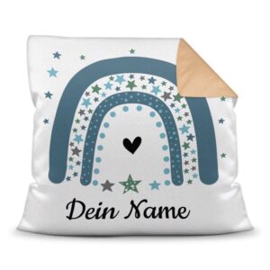 Süßes Namenkissen mit Regenbogen - Trendmotiv - als Geschenk zu jedem Anlass zu verschenken. Über dieses persönliche