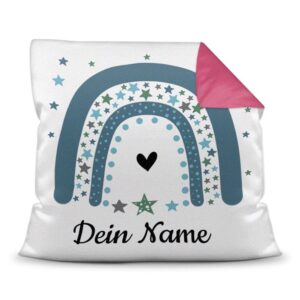 Süßes Namenkissen mit Regenbogen - Trendmotiv - als Geschenk zu jedem Anlass zu verschenken. Über dieses persönliche