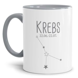 Tasse mit Sternbild für Astrologie-Fans als Geburtstagsgeschenk. Hochwertige Keramiktasse mit Sternzeichen Krebs als Geschenkidee für Freunde und...