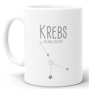 Tasse mit Sternbild für Astrologie-Fans als Geburtstagsgeschenk. Hochwertige Keramiktasse mit Sternzeichen Krebs als Geschenkidee für Freunde und...