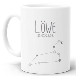 Tasse mit Sternbild für Astrologie-Fans als Geburtstagsgeschenk. Hochwertige Keramiktasse mit Sternzeichen Löwe als Geschenkidee für Freunde und...