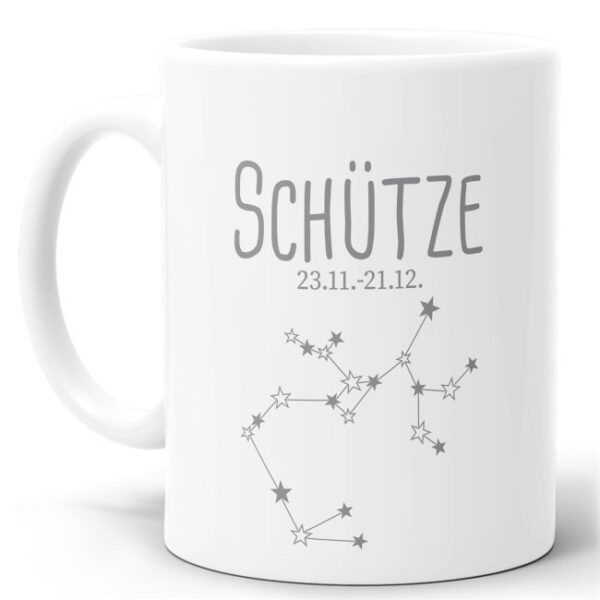 Tasse mit Sternbild für Astrologie-Fans als Geburtstagsgeschenk. Hochwertige Keramiktasse mit Sternzeichen Schütze als Geschenkidee für Freunde und...