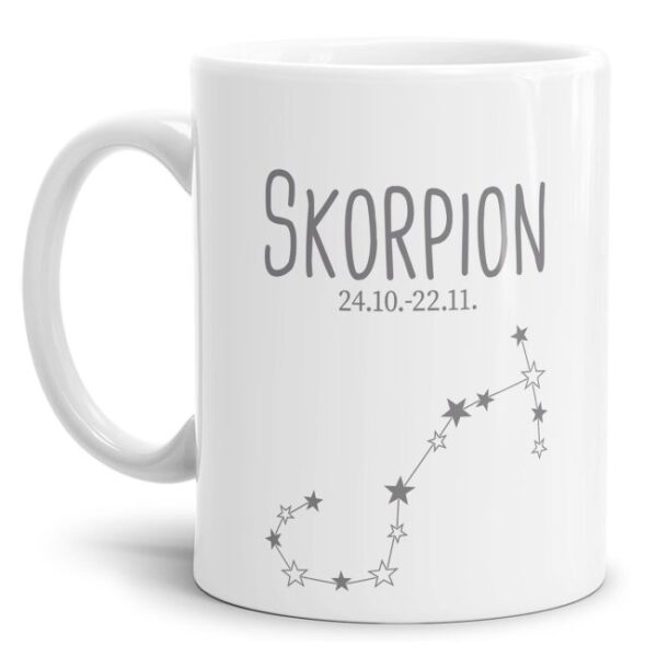 Tasse mit Sternbild für Astrologie-Fans als Geburtstagsgeschenk. Hochwertige Keramiktasse mit Sternzeichen Skorpion als Geschenkidee für Freunde...