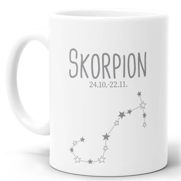 Tasse mit Sternbild für Astrologie-Fans als Geburtstagsgeschenk. Hochwertige Keramiktasse mit Sternzeichen Skorpion als Geschenkidee für Freunde...