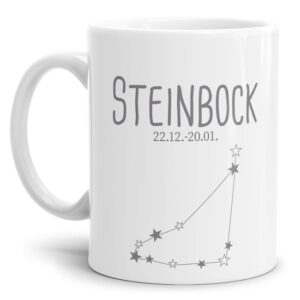 Tasse mit Sternbild für Astrologie-Fans als Geburtstagsgeschenk. Hochwertige Keramiktasse mit Sternzeichen Steinbock als Geschenkidee für Freunde...