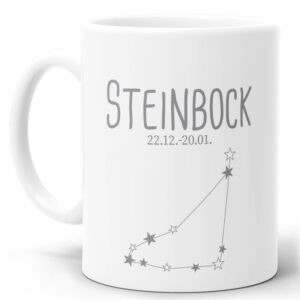 Tasse mit Sternbild für Astrologie-Fans als Geburtstagsgeschenk. Hochwertige Keramiktasse mit Sternzeichen Steinbock als Geschenkidee für Freunde...