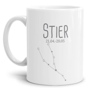 Tasse mit Sternbild für Astrologie-Fans als Geburtstagsgeschenk. Hochwertige Keramiktasse mit Sternzeichen Stier als Geschenkidee für Freunde und...