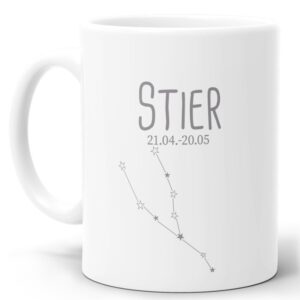 Tasse mit Sternbild für Astrologie-Fans als Geburtstagsgeschenk. Hochwertige Keramiktasse mit Sternzeichen Stier als Geschenkidee für Freunde und...