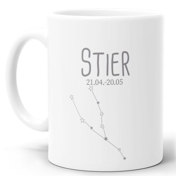 Tasse mit Sternbild für Astrologie-Fans als Geburtstagsgeschenk. Hochwertige Keramiktasse mit Sternzeichen Stier als Geschenkidee für Freunde und...