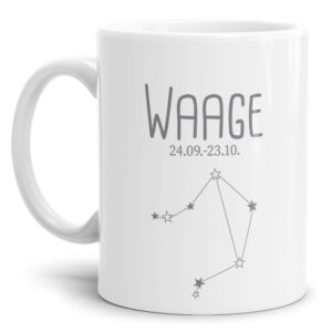 Tasse mit Sternbild für Astrologie-Fans als Geburtstagsgeschenk. Hochwertige Keramiktasse mit Sternzeichen Waage als Geschenkidee für Freunde und...