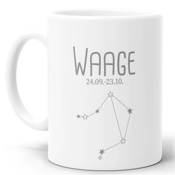 Tasse mit Sternbild für Astrologie-Fans als Geburtstagsgeschenk. Hochwertige Keramiktasse mit Sternzeichen Waage als Geschenkidee für Freunde und...