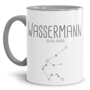 Tasse mit Sternbild für Astrologie-Fans als Geburtstagsgeschenk. Hochwertige Keramiktasse mit Sternzeichen Wassermann als Geschenkidee für Freunde...