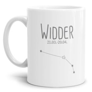 Tasse mit Sternbild für Astrologie-Fans als Geburtstagsgeschenk. Hochwertige Keramiktasse mit Sternzeichen Widder als Geschenkidee für Freunde und...