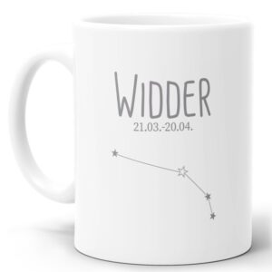 Tasse mit Sternbild für Astrologie-Fans als Geburtstagsgeschenk. Hochwertige Keramiktasse mit Sternzeichen Widder als Geschenkidee für Freunde und...