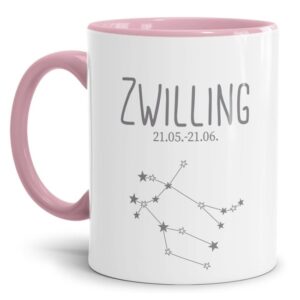 Tasse mit Sternbild für Astrologie-Fans als Geburtstagsgeschenk. Hochwertige Keramiktasse mit Sternzeichen Zwilling als Geschenkidee für Freunde...