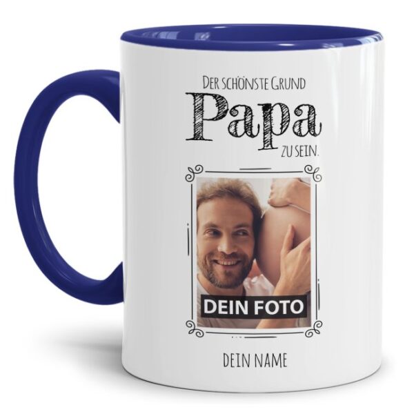 Personalisierte Tasse mit Foto für alle Papas mit süßem Spruch - der schönste Grund