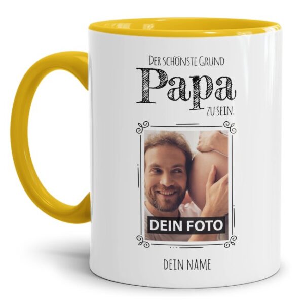 Personalisierte Tasse mit Foto für alle Papas mit süßem Spruch - der schönste Grund