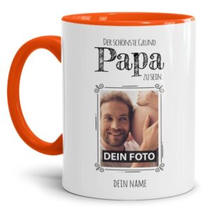 Personalisierte Tasse mit Foto für alle Papas mit süßem Spruch - der schönste Grund