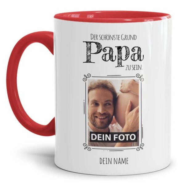 Personalisierte Tasse mit Foto für alle Papas mit süßem Spruch - der schönste Grund