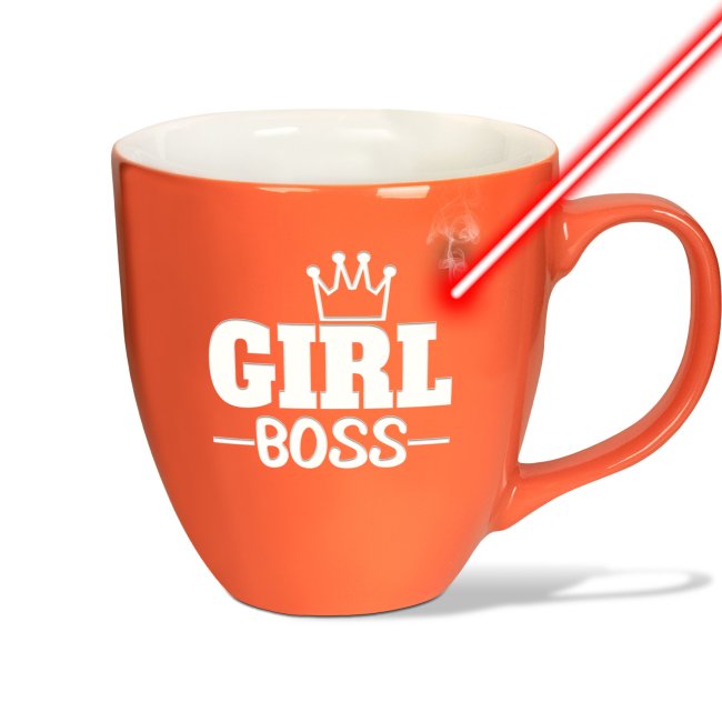 Lustige XXL Jumbotasse graviert mit Spruch - Girl Boss - Diese hochwertige und edle Kaffeetasse aus Porzellan mit hochglänzender