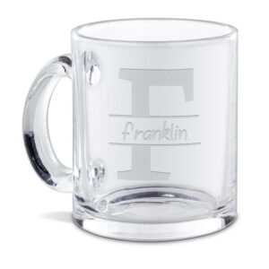 Unsere hochwertig gravierte Tasse aus Glas mit Initiale F und Name ist ein edles