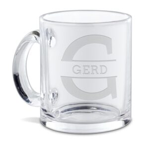 Unsere hochwertig gravierte Tasse aus Glas mit Initiale G und Name ist ein edles