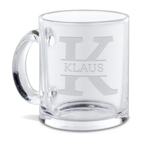 Unsere hochwertig gravierte Tasse aus Glas mit Initiale K und Name ist ein edles