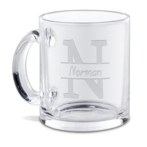 Unsere hochwertig gravierte Tasse aus Glas mit Initiale N und Name ist ein edles