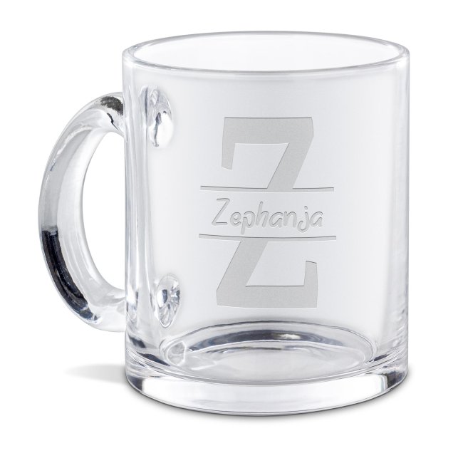 Unsere hochwertig gravierte Tasse aus Glas mit Initiale Z und Name ist ein edles