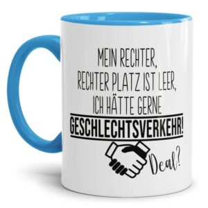 Überrasche Deinen Partner oder Deine Partnerin mit dieser originellen Spruchtasse bei einem gemütlichen Frühstück am Sonntagmorgen und sei gespannt...