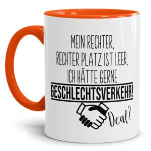 Überrasche Deinen Partner oder Deine Partnerin mit dieser originellen Spruchtasse bei einem gemütlichen Frühstück am Sonntagmorgen und sei gespannt...