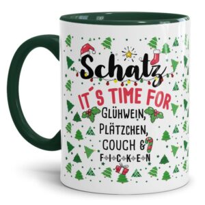 Freche Glühweintasse mit lustigem Spruch für Deinen Schatz - It's time for Glühwein