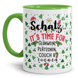 Freche Glühweintasse mit lustigem Spruch für Deinen Schatz - It's time for Glühwein