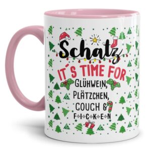 Freche Glühweintasse mit lustigem Spruch für Deinen Schatz - It's time for Glühwein