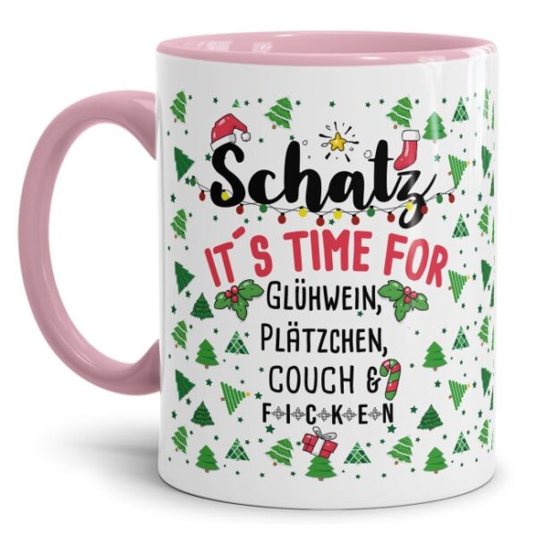 Freche Glühweintasse mit lustigem Spruch für Deinen Schatz - It's time for Glühwein