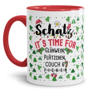 Freche Glühweintasse mit lustigem Spruch für Deinen Schatz - It's time for Glühwein