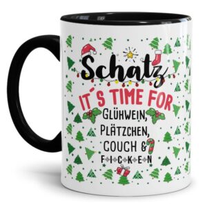 Freche Glühweintasse mit lustigem Spruch für Deinen Schatz - It's time for Glühwein