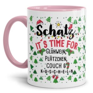 Glühweintasse mit süßem Spruch für Deinen Schatz - It's time for Glühwein