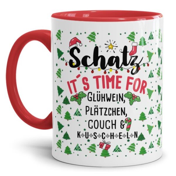 Glühweintasse mit süßem Spruch für Deinen Schatz - It's time for Glühwein