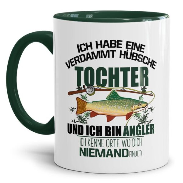 Lustige Tasse für Angler mit witzigem Spruch - Ich habe eine verdammt hübsche Tochter und ich bin Angler - Hochwertige Keramiktasse mit besonderer...