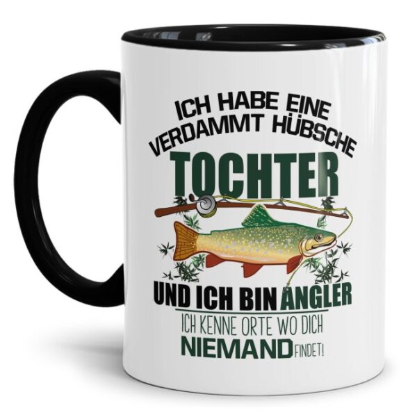 Lustige Tasse für Angler mit witzigem Spruch - Ich habe eine verdammt hübsche Tochter und ich bin Angler - Hochwertige Keramiktasse mit besonderer...