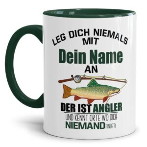 Lustige Tasse für Angler mit witzigem Spruch - Ich bin Angler - Besondere Kaffeetasse personalisiert mit Wunschname aus hochwertiger Keramik....