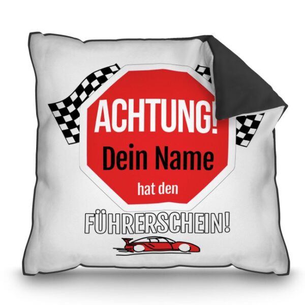 Dieses Kissen mit Spruch ist eine lustige und originelle Geschenkidee zur bestandenen Führerscheinprüfung