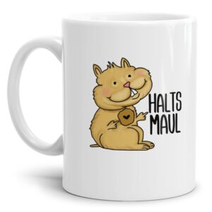 Freche Hamster-Tasse mit frechem Statement - Halts Maul- lustiger Kaffeebecher als Geschenkidee für Kollegen und Freunde mit Humor oder als lustige...