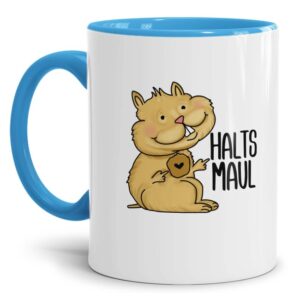 Freche Hamster-Tasse mit frechem Statement - Halts Maul- lustiger Kaffeebecher als Geschenkidee für Kollegen und Freunde mit Humor oder als lustige...