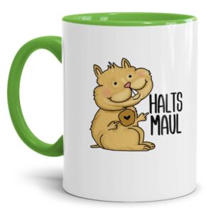 Freche Hamster-Tasse mit frechem Statement - Halts Maul- lustiger Kaffeebecher als Geschenkidee für Kollegen und Freunde mit Humor oder als lustige...