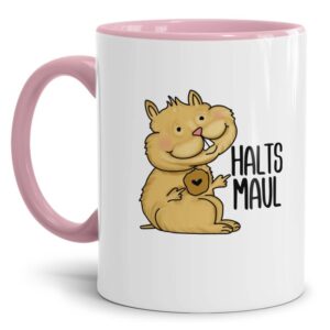 Freche Hamster-Tasse mit frechem Statement - Halts Maul- lustiger Kaffeebecher als Geschenkidee für Kollegen und Freunde mit Humor oder als lustige...