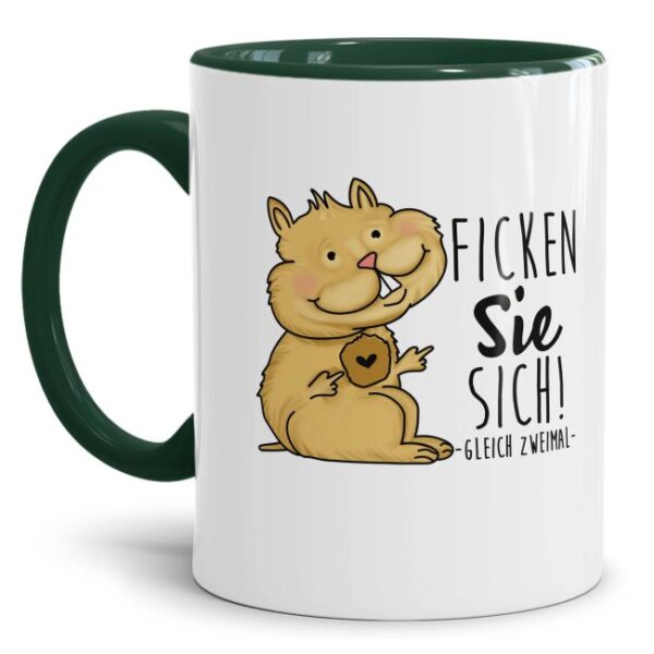 Freche Hamster-Tasse mit lustigem Statement - Ficken Sie sich - witzige Geschenkidee für Freunde und Kollegen mit Humor