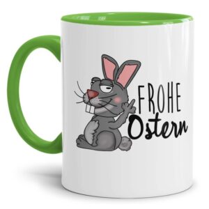 Lustige Ostertasse als Geschenk für Freunde und Familie mit Humor. Gefüllt mit kleinen Leckereien wird diese freche Hasen-Tasse zur witzigen...