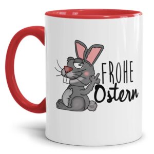 Lustige Ostertasse als Geschenk für Freunde und Familie mit Humor. Gefüllt mit kleinen Leckereien wird diese freche Hasen-Tasse zur witzigen...